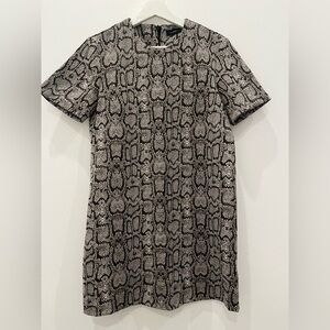 Zara Shift Dress Women's XS Short Sleeve Crew Neck Above Knee Snake Print